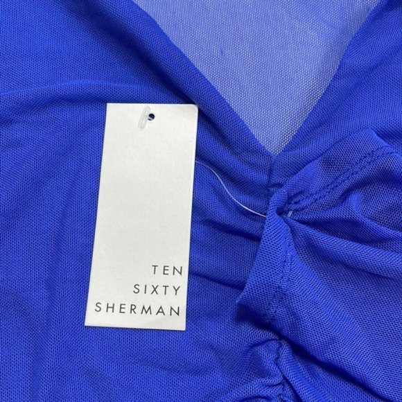 Ten Sixty Sherman Mesh Solid Print Ruched Top - Picture 7 of 7